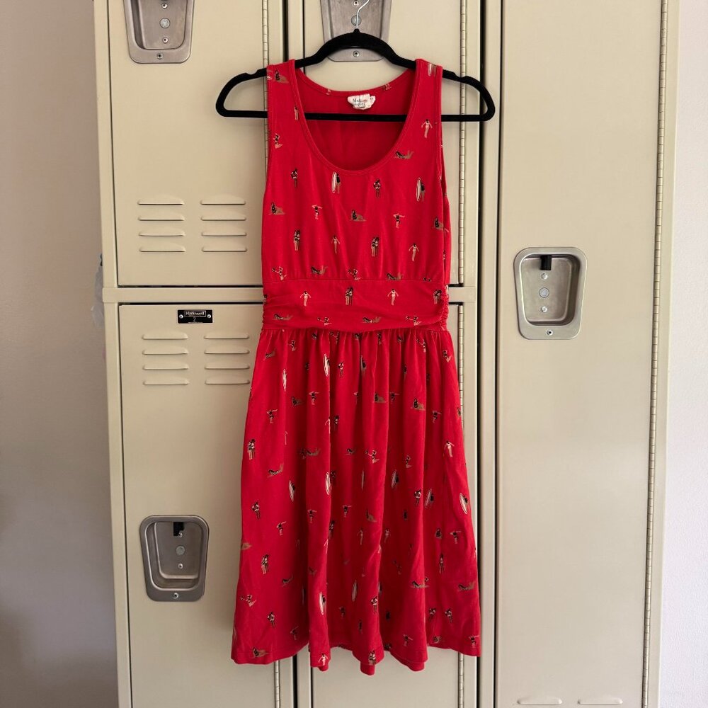Mata Traders Fair Trade Organic Cotton Red Beach Pocketed Sleeveless Dress.